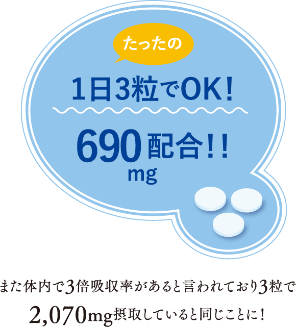 一日たった3粒でOK! 690mg配合!!